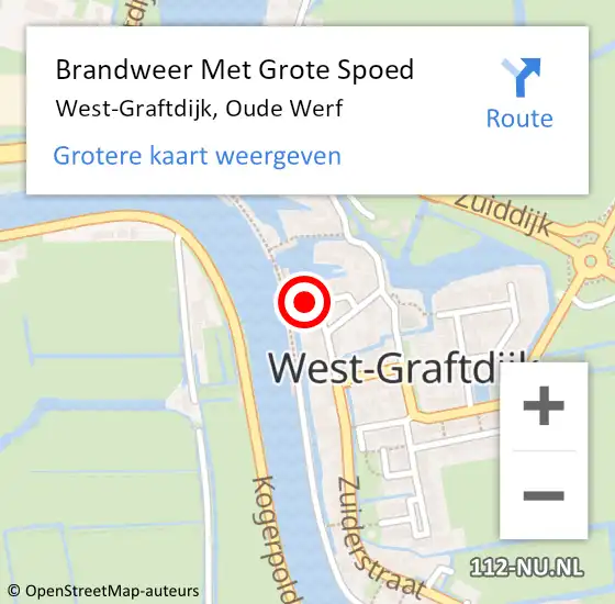 Locatie op kaart van de 112 melding: Brandweer Met Grote Spoed Naar West-Graftdijk, Oude Werf op 3 oktober 2016 11:28