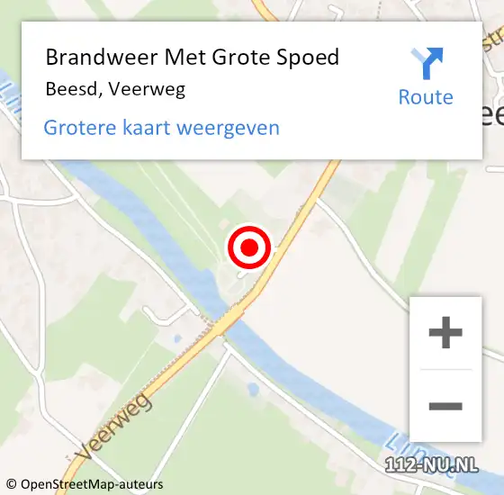 Locatie op kaart van de 112 melding: Brandweer Met Grote Spoed Naar Beesd, Veerweg op 3 oktober 2016 11:52