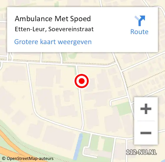 Locatie op kaart van de 112 melding: Ambulance Met Spoed Naar Etten-Leur, Soevereinstraat op 3 oktober 2016 12:03