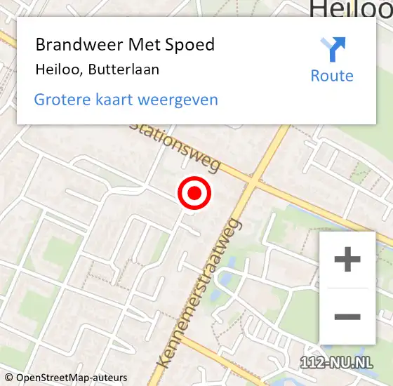 Locatie op kaart van de 112 melding: Brandweer Met Spoed Naar Heiloo, Butterlaan op 3 oktober 2016 12:09