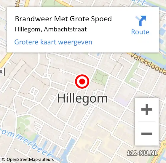 Locatie op kaart van de 112 melding: Brandweer Met Grote Spoed Naar Hillegom, Ambachtstraat op 3 oktober 2016 12:32