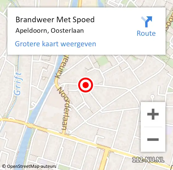 Locatie op kaart van de 112 melding: Brandweer Met Spoed Naar Apeldoorn, Oosterlaan op 3 oktober 2016 12:35