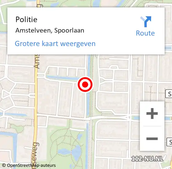 Locatie op kaart van de 112 melding: Politie Amstelveen, Spoorlaan op 3 oktober 2016 14:40