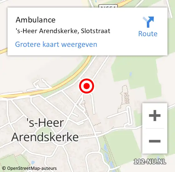 Locatie op kaart van de 112 melding: Ambulance 's-Heer Arendskerke, Slotstraat op 3 oktober 2016 15:11