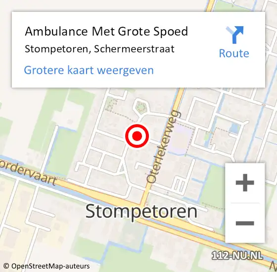 Locatie op kaart van de 112 melding: Ambulance Met Grote Spoed Naar Stompetoren, Schermeerstraat op 29 december 2013 12:11