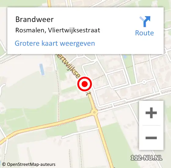 Locatie op kaart van de 112 melding: Brandweer Rosmalen, Vliertwijksestraat op 3 oktober 2016 15:58