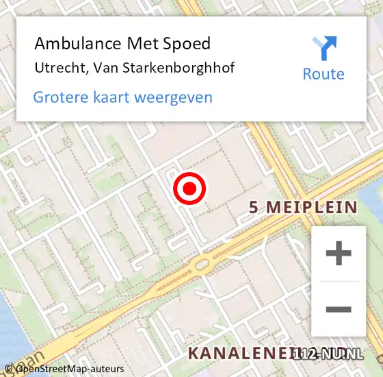 Locatie op kaart van de 112 melding: Ambulance Met Spoed Naar Utrecht, Van Starkenborghhof op 3 oktober 2016 15:59