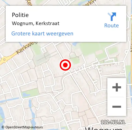 Locatie op kaart van de 112 melding: Politie Wognum, Kerkstraat op 3 oktober 2016 16:02