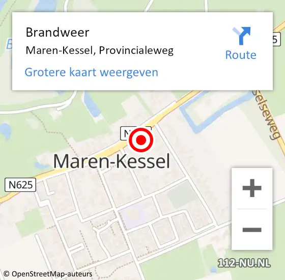 Locatie op kaart van de 112 melding: Brandweer Maren-Kessel, Provincialeweg op 3 oktober 2016 16:08