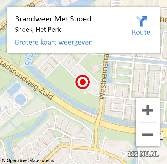 Locatie op kaart van de 112 melding: Brandweer Met Spoed Naar Sneek, Het Perk op 3 oktober 2016 16:15