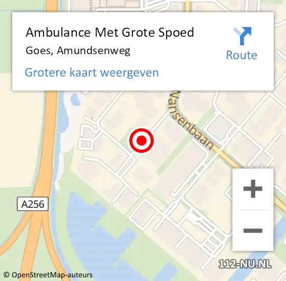 Locatie op kaart van de 112 melding: Ambulance Met Grote Spoed Naar Goes, Amundsenweg op 3 oktober 2016 17:11