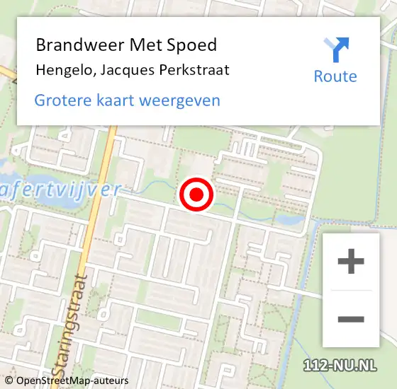 Locatie op kaart van de 112 melding: Brandweer Met Spoed Naar Hengelo, Jacques Perkstraat op 29 december 2013 12:27