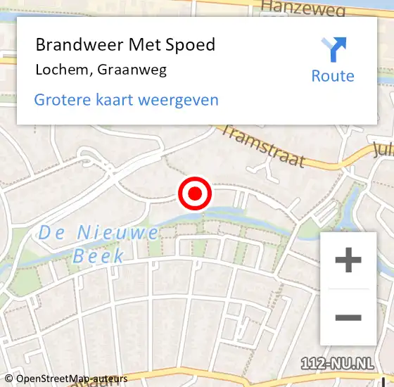 Locatie op kaart van de 112 melding: Brandweer Met Spoed Naar Lochem, Graanweg op 3 oktober 2016 18:03