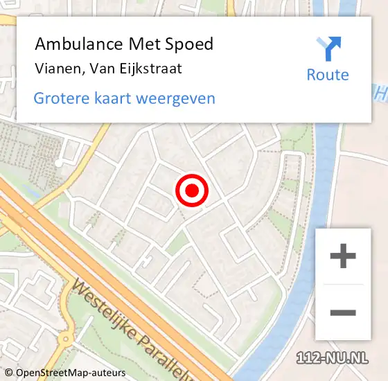 Locatie op kaart van de 112 melding: Ambulance Met Spoed Naar Vianen, Van Eijkstraat op 3 oktober 2016 18:25