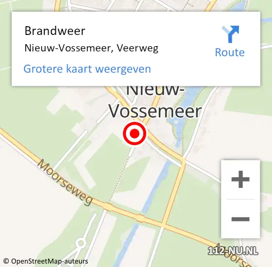 Locatie op kaart van de 112 melding: Brandweer Nieuw-Vossemeer, Veerweg op 3 oktober 2016 18:33