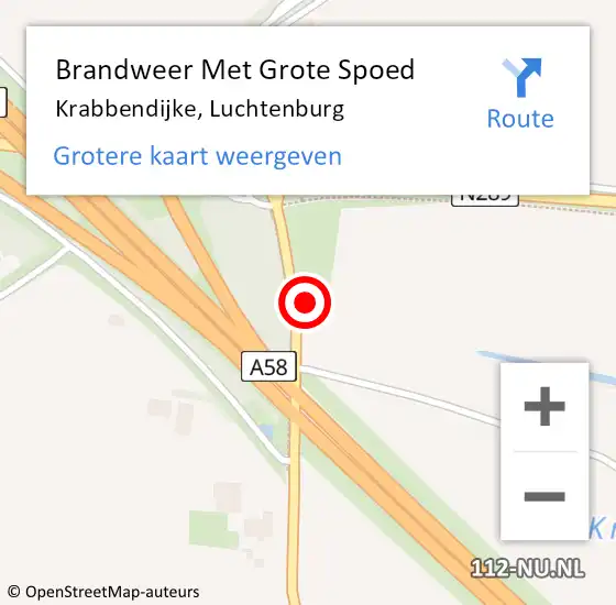 Locatie op kaart van de 112 melding: Brandweer Met Grote Spoed Naar Krabbendijke, Luchtenburg op 3 oktober 2016 18:35