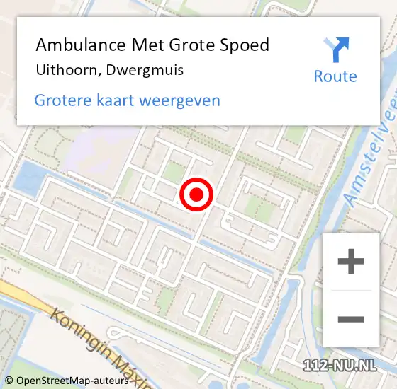 Locatie op kaart van de 112 melding: Ambulance Met Grote Spoed Naar Uithoorn, Dwergmuis op 29 december 2013 12:34