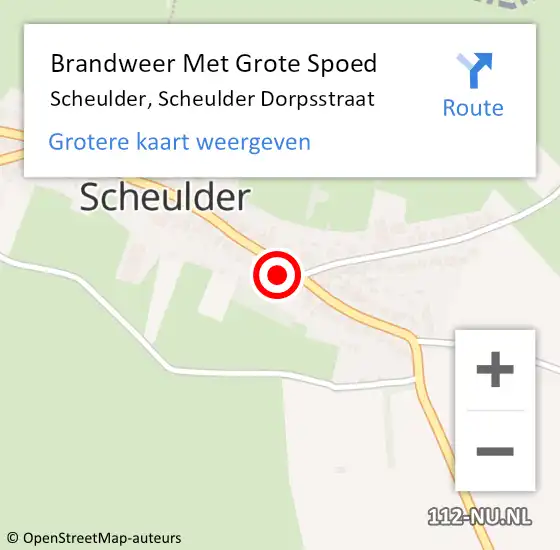 Locatie op kaart van de 112 melding: Brandweer Met Grote Spoed Naar Scheulder, Scheulder Dorpsstraat op 3 oktober 2016 19:24