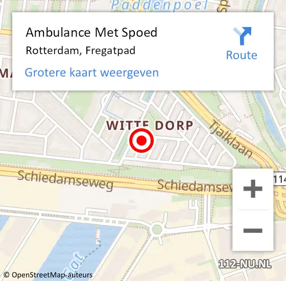 Locatie op kaart van de 112 melding: Ambulance Met Spoed Naar Rotterdam, Fregatpad op 3 oktober 2016 20:50