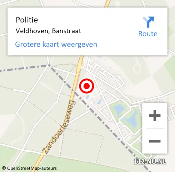 Locatie op kaart van de 112 melding: Politie Veldhoven, Banstraat op 3 oktober 2016 21:50