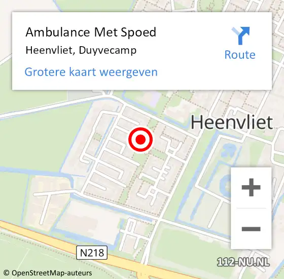 Locatie op kaart van de 112 melding: Ambulance Met Spoed Naar Heenvliet, Duyvecamp op 3 oktober 2016 21:57