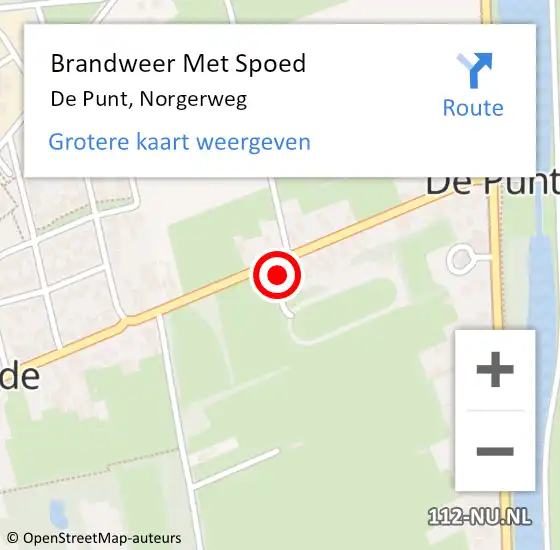 Locatie op kaart van de 112 melding: Brandweer Met Spoed Naar De Punt, Norgerweg op 3 oktober 2016 22:12