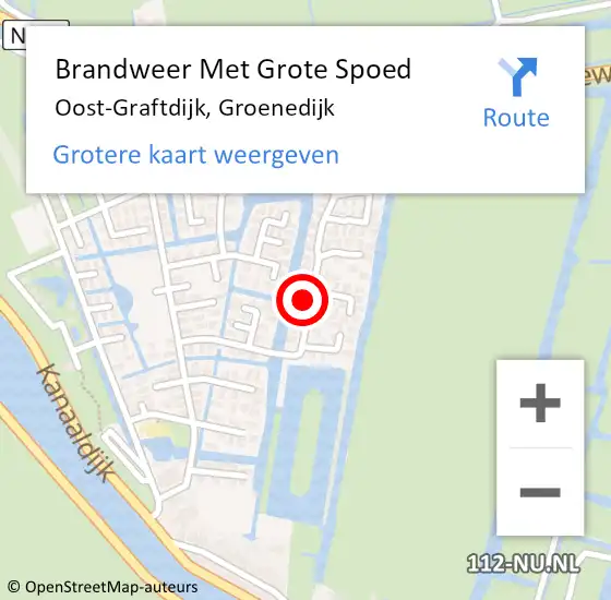 Locatie op kaart van de 112 melding: Brandweer Met Grote Spoed Naar Oost-Graftdijk, Groenedijk op 3 oktober 2016 22:14