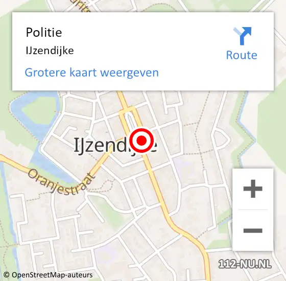 Locatie op kaart van de 112 melding: Politie IJzendijke op 3 oktober 2016 22:43