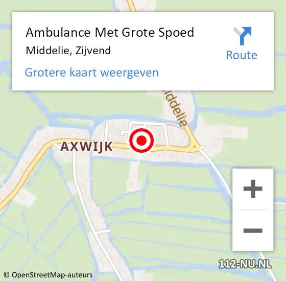 Locatie op kaart van de 112 melding: Ambulance Met Grote Spoed Naar Middelie, Zijvend op 3 oktober 2016 22:47