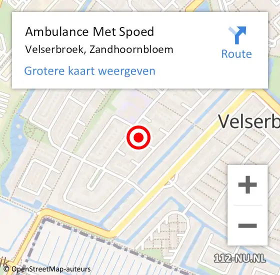 Locatie op kaart van de 112 melding: Ambulance Met Spoed Naar Velserbroek, Zandhoornbloem op 3 oktober 2016 23:27