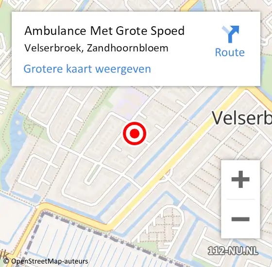 Locatie op kaart van de 112 melding: Ambulance Met Grote Spoed Naar Velserbroek, Zandhoornbloem op 3 oktober 2016 23:27