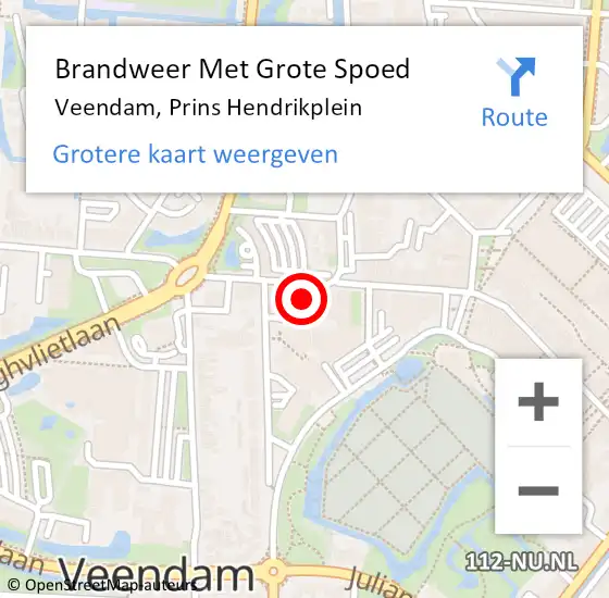 Locatie op kaart van de 112 melding: Brandweer Met Grote Spoed Naar Veendam, Prins Hendrikplein op 4 oktober 2016 02:59