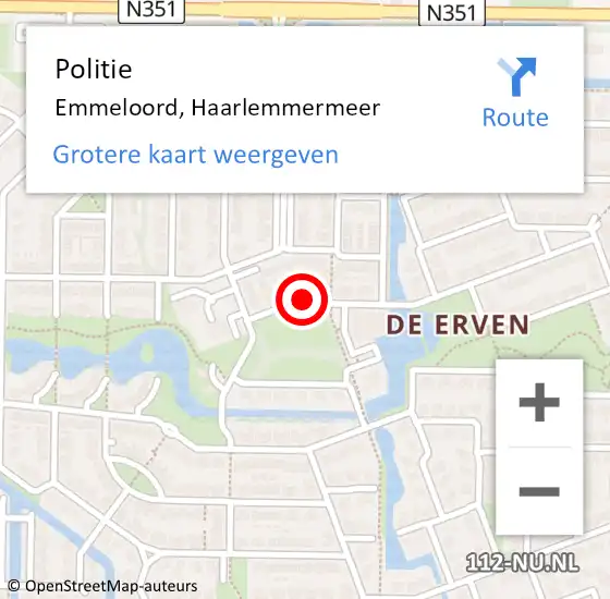 Locatie op kaart van de 112 melding: Politie Emmeloord, Haarlemmermeer op 4 oktober 2016 03:04