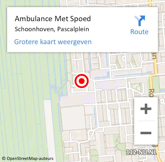 Locatie op kaart van de 112 melding: Ambulance Met Spoed Naar Schoonhoven, Pascalplein op 4 oktober 2016 03:12