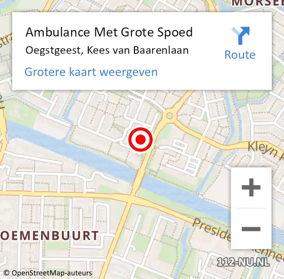 Locatie op kaart van de 112 melding: Ambulance Met Grote Spoed Naar Oegstgeest, Kees van Baarenlaan op 4 oktober 2016 03:16