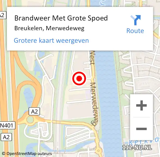 Locatie op kaart van de 112 melding: Brandweer Met Grote Spoed Naar Breukelen, Merwedeweg op 4 oktober 2016 03:43