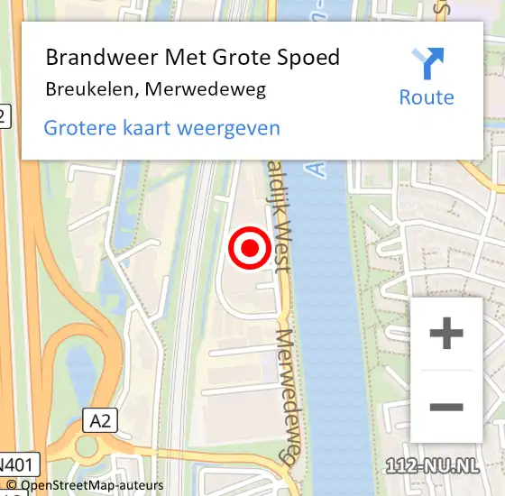 Locatie op kaart van de 112 melding: Brandweer Met Grote Spoed Naar Breukelen, Merwedeweg op 4 oktober 2016 03:50