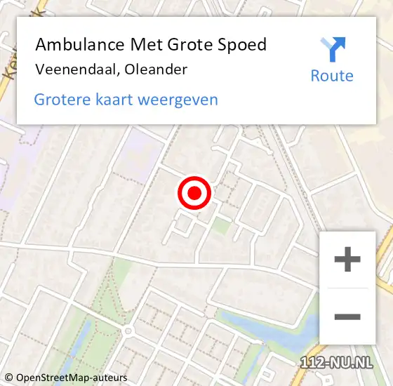 Locatie op kaart van de 112 melding: Ambulance Met Grote Spoed Naar Veenendaal, Oleander op 4 oktober 2016 04:06