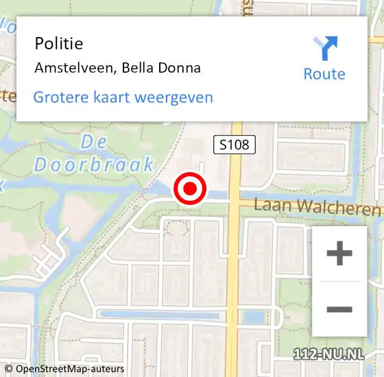 Locatie op kaart van de 112 melding: Politie Amstelveen, Bella Donna op 29 december 2013 13:09