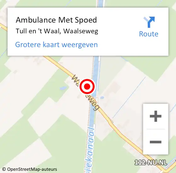 Locatie op kaart van de 112 melding: Ambulance Met Spoed Naar Tull en 't Waal, Waalseweg op 4 oktober 2016 04:52