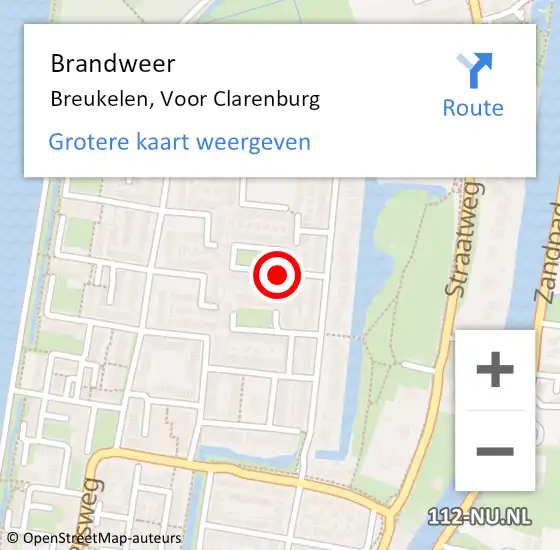 Locatie op kaart van de 112 melding: Brandweer Breukelen, Voor Clarenburg op 4 oktober 2016 05:00