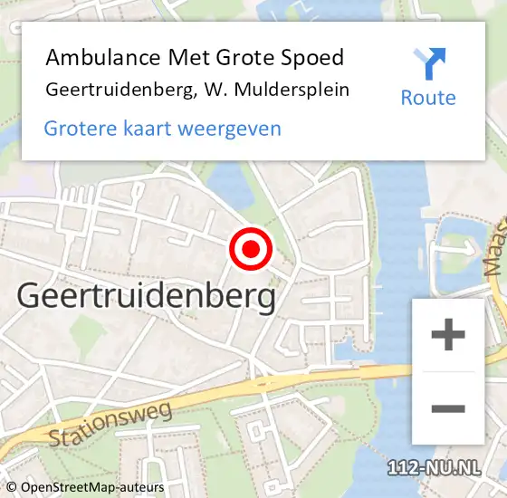 Locatie op kaart van de 112 melding: Ambulance Met Grote Spoed Naar Geertruidenberg, W. Muldersplein op 4 oktober 2016 05:44