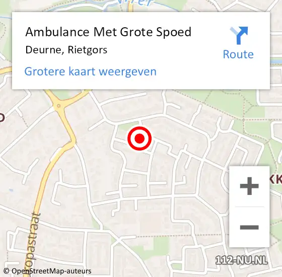 Locatie op kaart van de 112 melding: Ambulance Met Grote Spoed Naar Deurne, Rietgors op 4 oktober 2016 06:40