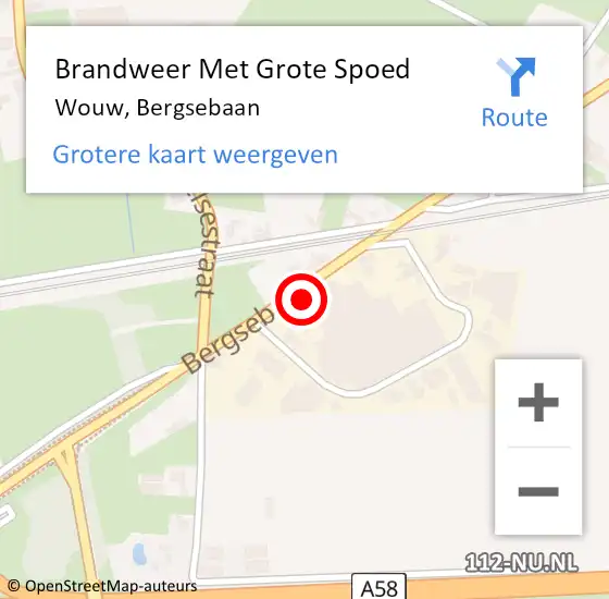 Locatie op kaart van de 112 melding: Brandweer Met Grote Spoed Naar Wouw, Bergsebaan op 4 oktober 2016 06:43