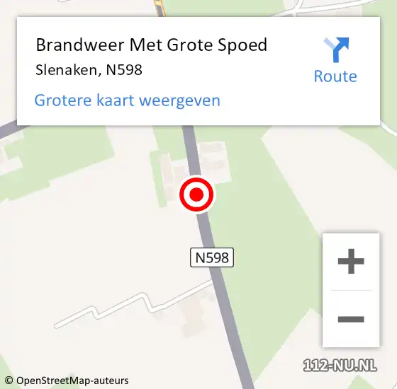 Locatie op kaart van de 112 melding: Brandweer Met Grote Spoed Naar Slenaken, N598 op 4 oktober 2016 07:07