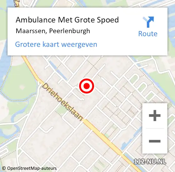 Locatie op kaart van de 112 melding: Ambulance Met Grote Spoed Naar Maarssen, Peerlenburgh op 4 oktober 2016 07:45