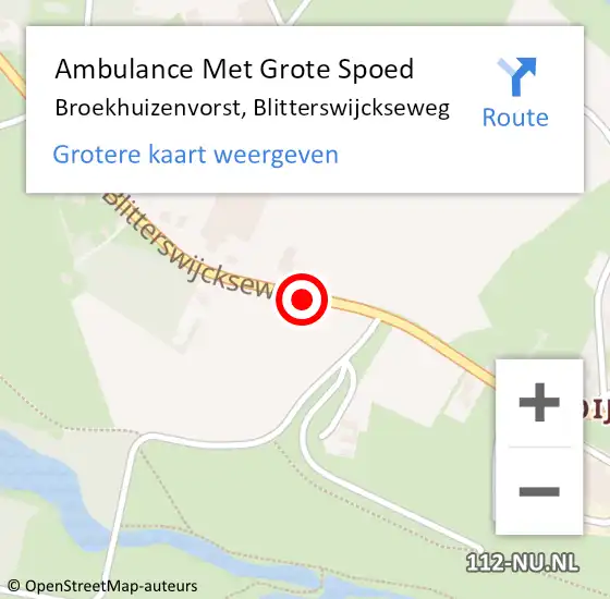 Locatie op kaart van de 112 melding: Ambulance Met Grote Spoed Naar Broekhuizenvorst, Blitterswijckseweg op 4 oktober 2016 08:55