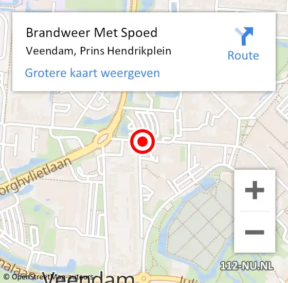 Locatie op kaart van de 112 melding: Brandweer Met Spoed Naar Veendam, Prins Hendrikplein op 4 oktober 2016 09:11