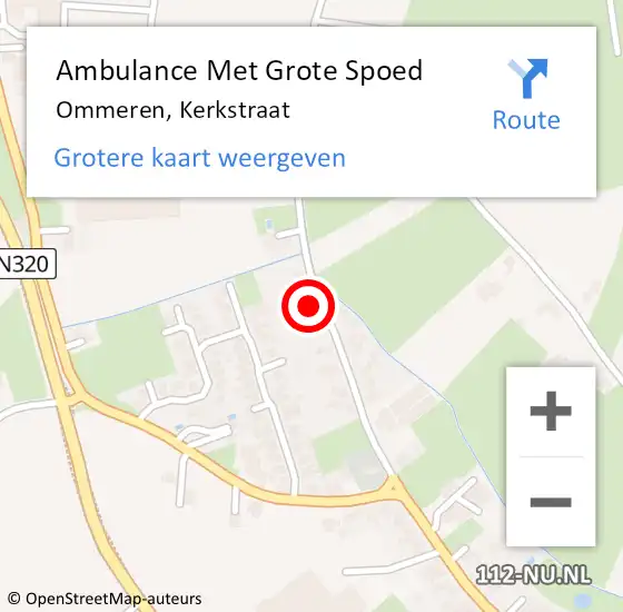 Locatie op kaart van de 112 melding: Ambulance Met Grote Spoed Naar Ommeren, Kerkstraat op 4 oktober 2016 09:58