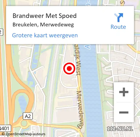 Locatie op kaart van de 112 melding: Brandweer Met Spoed Naar Breukelen, Merwedeweg op 4 oktober 2016 10:02